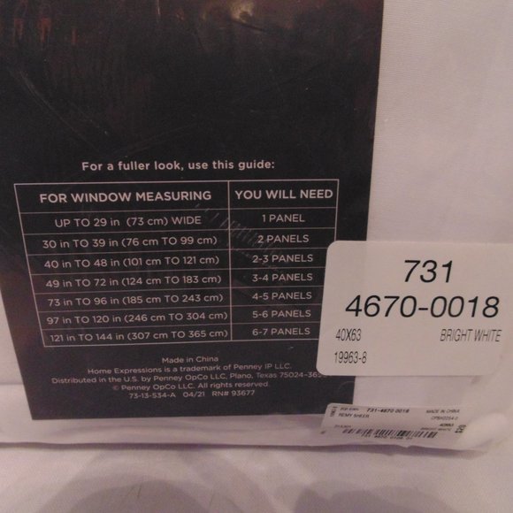 QTY 4-Room Essentials Sheer Curtain Remy Rod Pocket Panels 40x63 - Picture 3 of 4